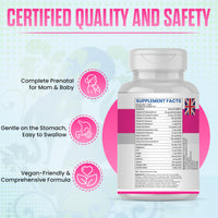 SigmaBiotics Pregnancy Tablets 20 Multivitamin with 800µg Folic Acid, D3, Iron, DHA, Omega-3, Probiotics Blend, Magnesium, All Trimester Pregnancy Support – 30 Vegetarian Tablets – One Month Supply