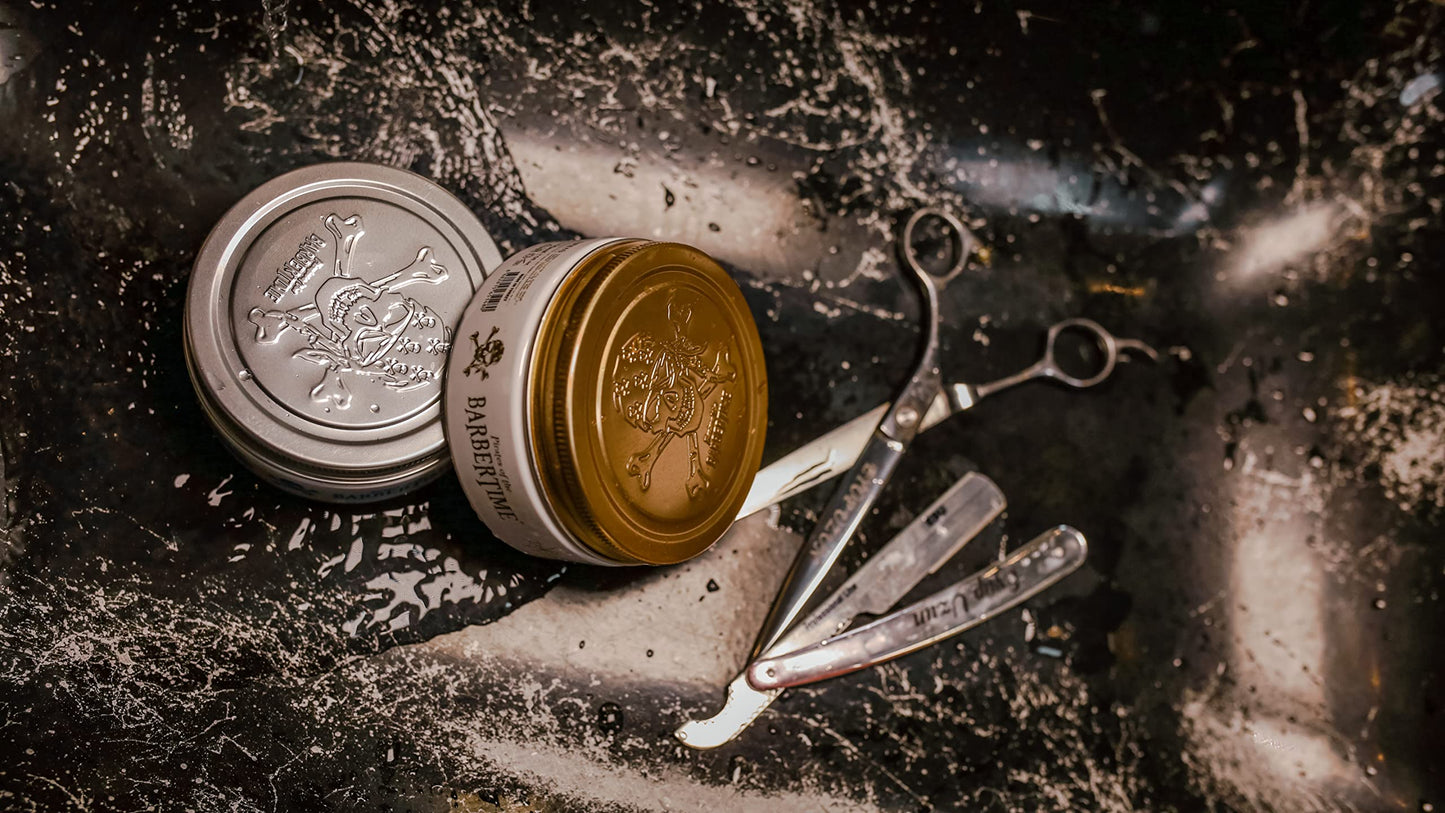 BARBERTIME Hair Styling Fiber Wax | Black Fiber Pomade Shine Look | Long Lasting Formula Strong Hold 150 ml