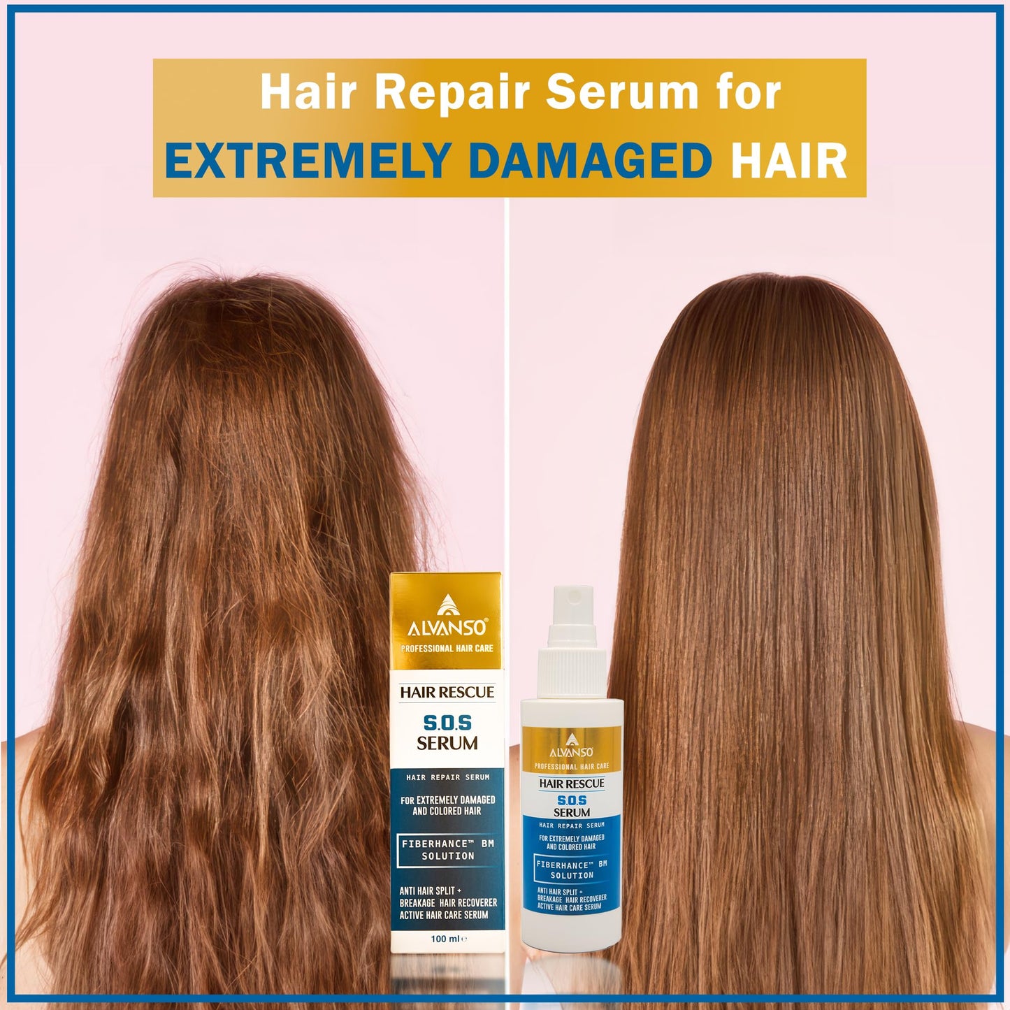 ALVANSO Alvanso Hair Rescue Serum Repairs and Strengthens Damaged Hair, Adds Shine, Deeply Nourishes and Hydrates, Protects from Heat and Damage - 100ml