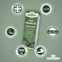 natures aid Natures Aid Vegan Vitamin D3/Cholecalciferol Liquid, 2500iu, Dropper Included, 50 ml (Pack of 1)