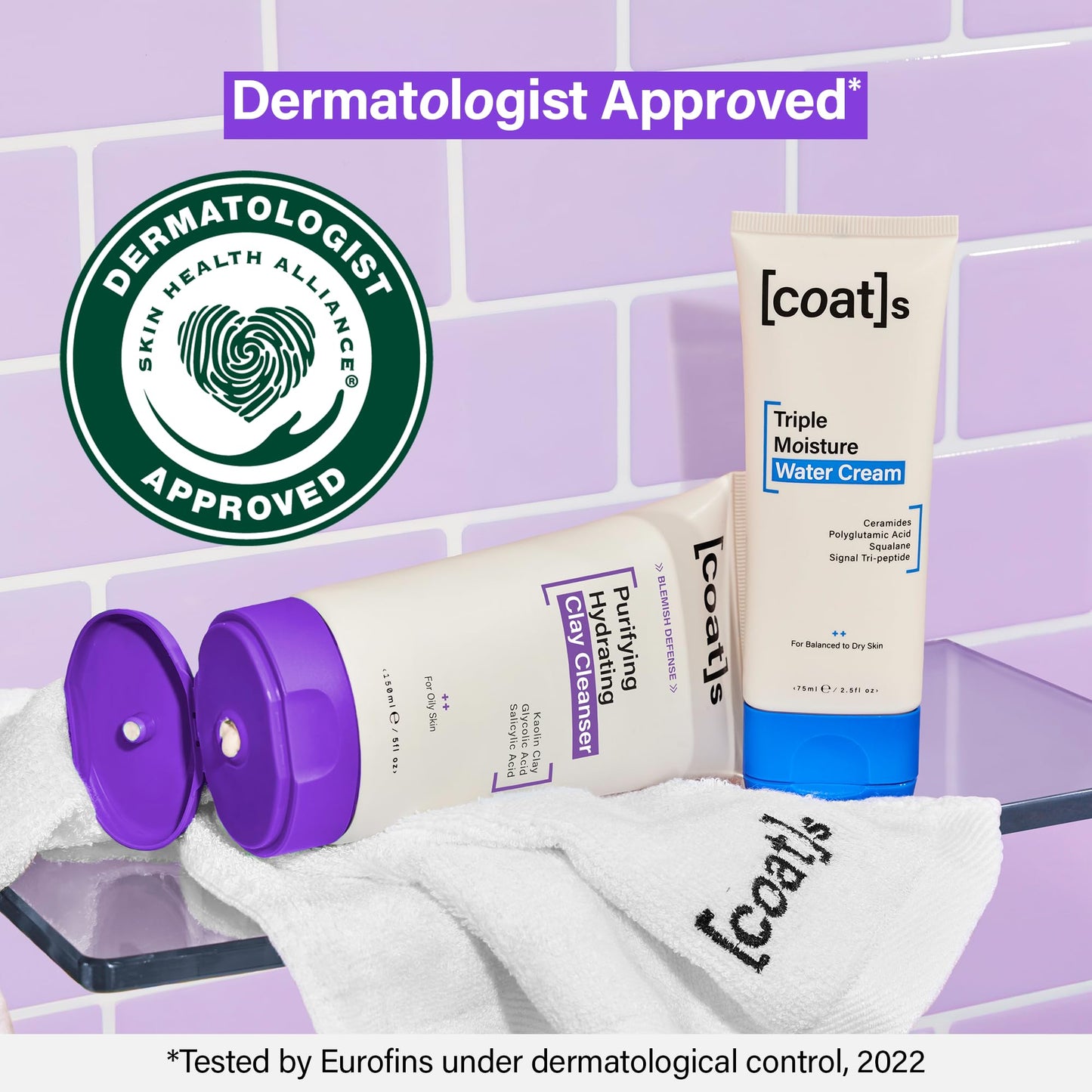 Coats Daily Blemish Defence Duo for Oily Skin – Purifying Hydrating Clay Cleanser 150 ml + Triple Moisture Water Cream 75 ml – Helps Prevent Breakouts + Protect the Skin Barrier