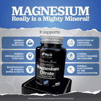 Magnesium Citrate 1480mg - 240 Vegan Capsules - 4 Month Supply - Providing 444mg Elemental Magnesium - Magnesium Capsules not Magnesium Tablets - High Strength Magnesium Supplement
