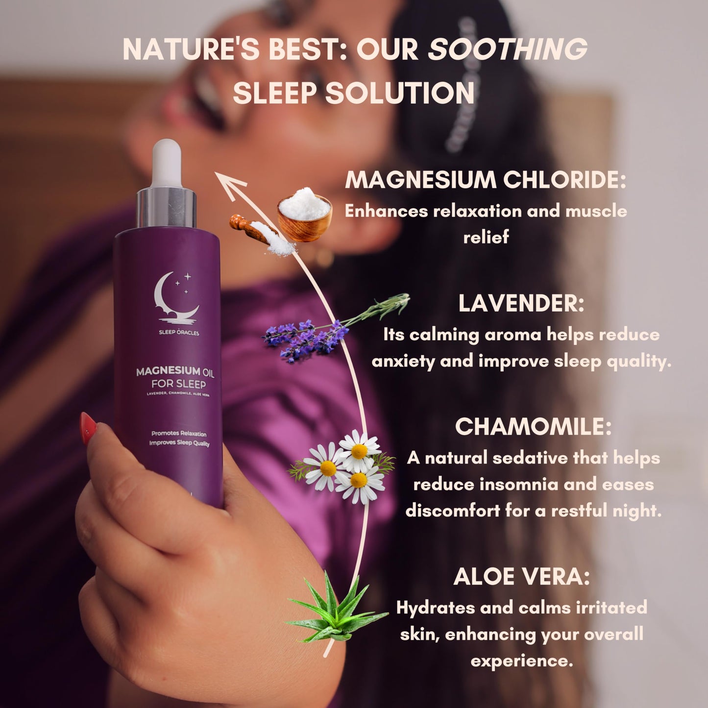 Sleep Oracles Magnesium Oil for Sleep | Body Oil with Chamomile, Lavender & Aloe Vera | Pure Magnesium Chloride for Sleep Aid | Vegan Friendly Travel Essentials | 100ml