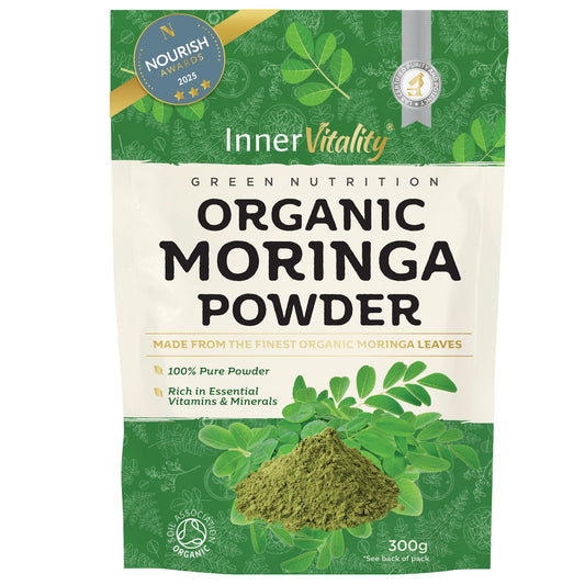 Organic Moringa Powder, Award Winning Premium Pure Leaf Powder Rich in Essential Vitamins & Minerals by Inner Vitality