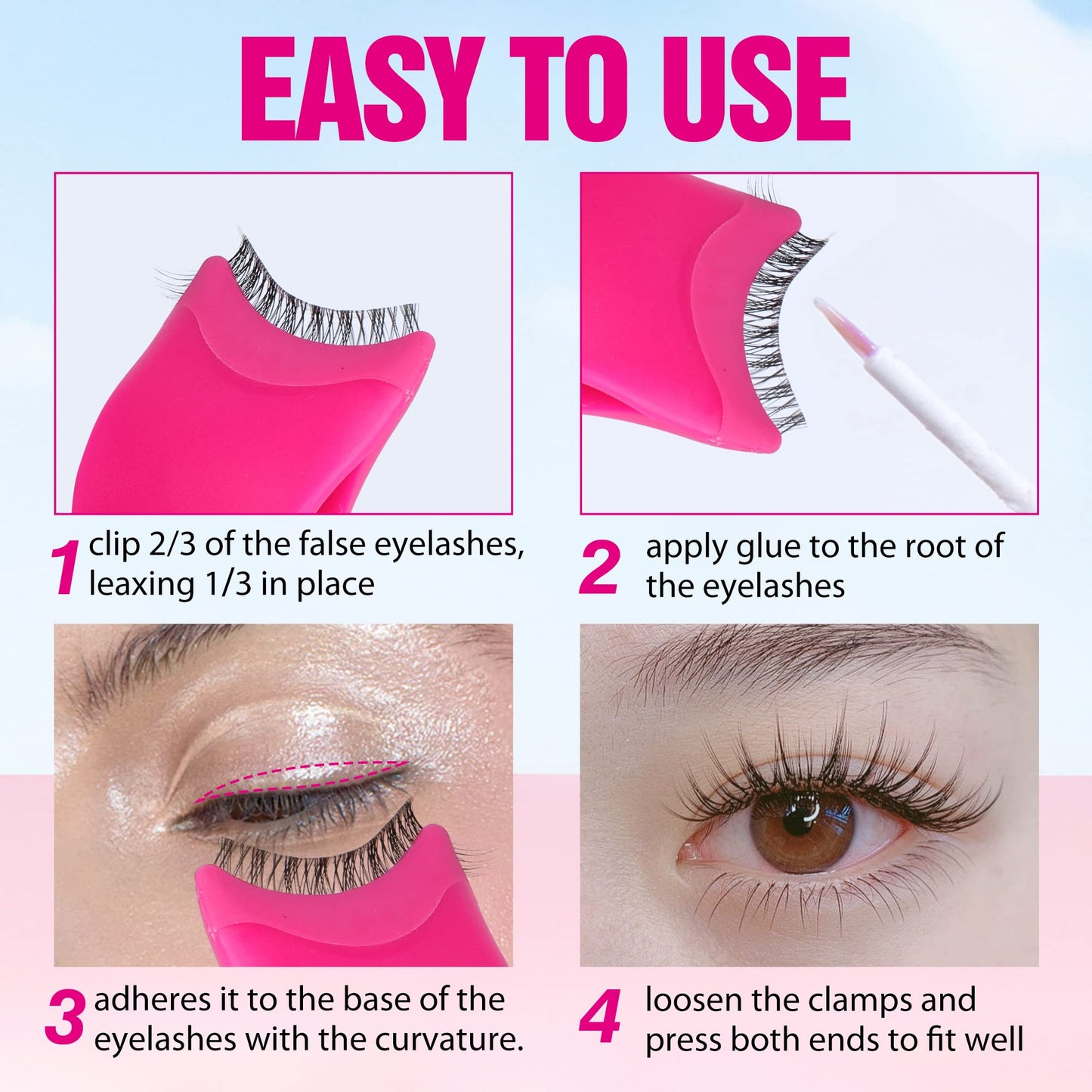 JIMIRE Eyelashes Applicator Lashes Tool Lashes Clips Tweezers for Beginners Easy to Apply False Eyelashes Daily Use Buddy Tool(Plum)