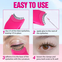 JIMIRE Eyelashes Applicator Lashes Tool Lashes Clips Tweezers for Beginners Easy to Apply False Eyelashes Daily Use Buddy Tool(Plum)