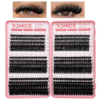 Yomice Lash Clusters Fluffy Individual Eyelashes 60D+80D+100D DIY Lash Extensions Thick Cluster Lashes 8-16mm Natural Eyelash Clusters Russian D Curl Volume Eyelash Extensions at Home(60D+80D+100D)