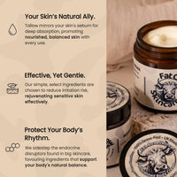 Fat Cow Skincare Anti-Ageing Body Cream, Beef Tallow, Vitamin E (120ml, Floral)