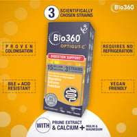 Natures Aid Bio360 OptiGUT-C Powder 120g – 15 Billion Live Bacteria Cultures – Supports Digestion, Gut Flora, Digestive Health, Immune System – High Potency, Vegan, Non-GMO, Gluten-Free Microbiotic