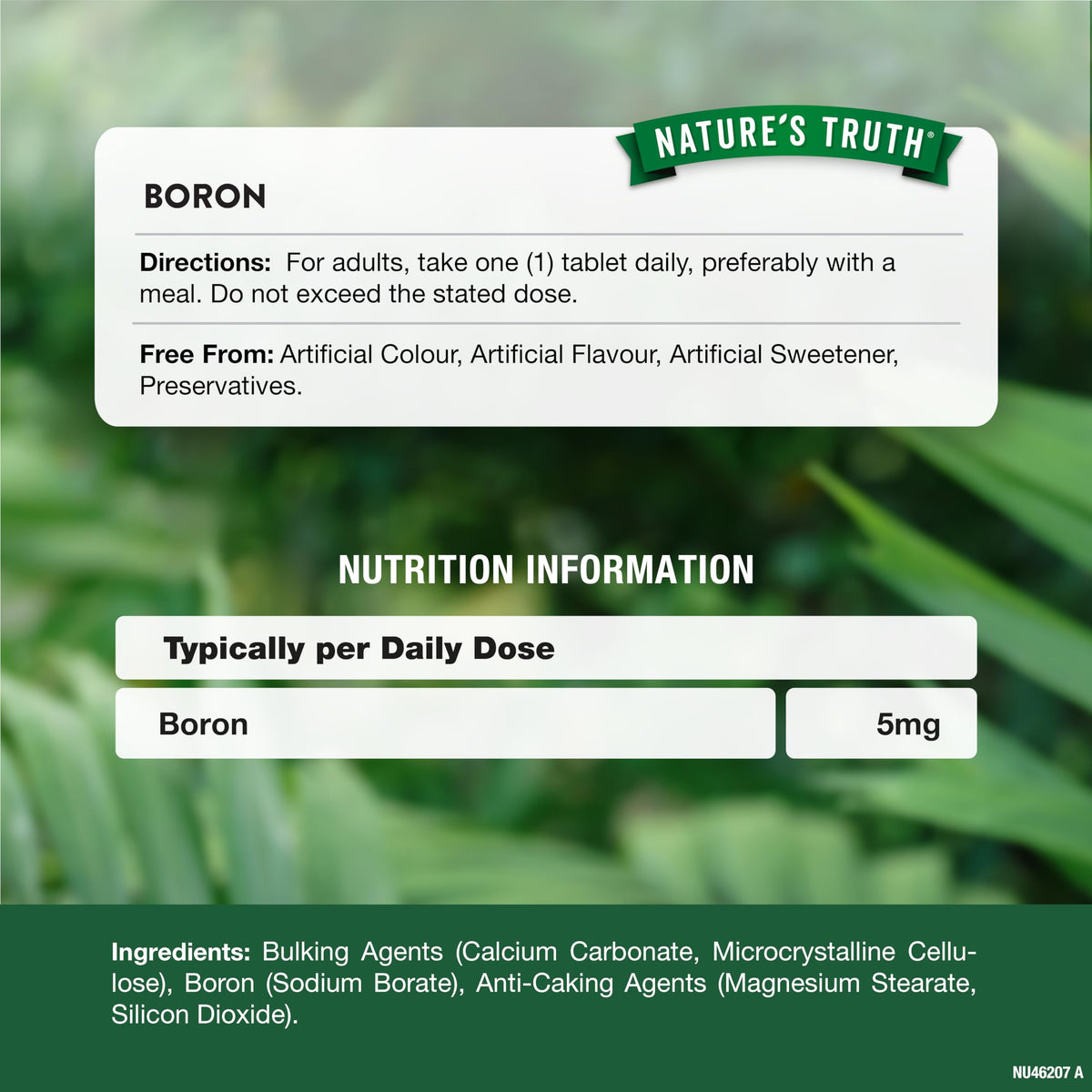 Boron Supplements | 5mg High Strength Boron Tablets | Sodium Borate | for Men & Women | 60 Vegan Tablets | Nature's Truth