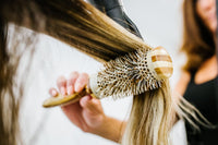 Kobe Pinto Professional Bamboo Thermal Round Brush - Styling Brush for Blow Drying, Curling Brush - Eco Friendly Bamboo Handle - Heat-Retaining Ceramic Barrel Brush (38 mm)