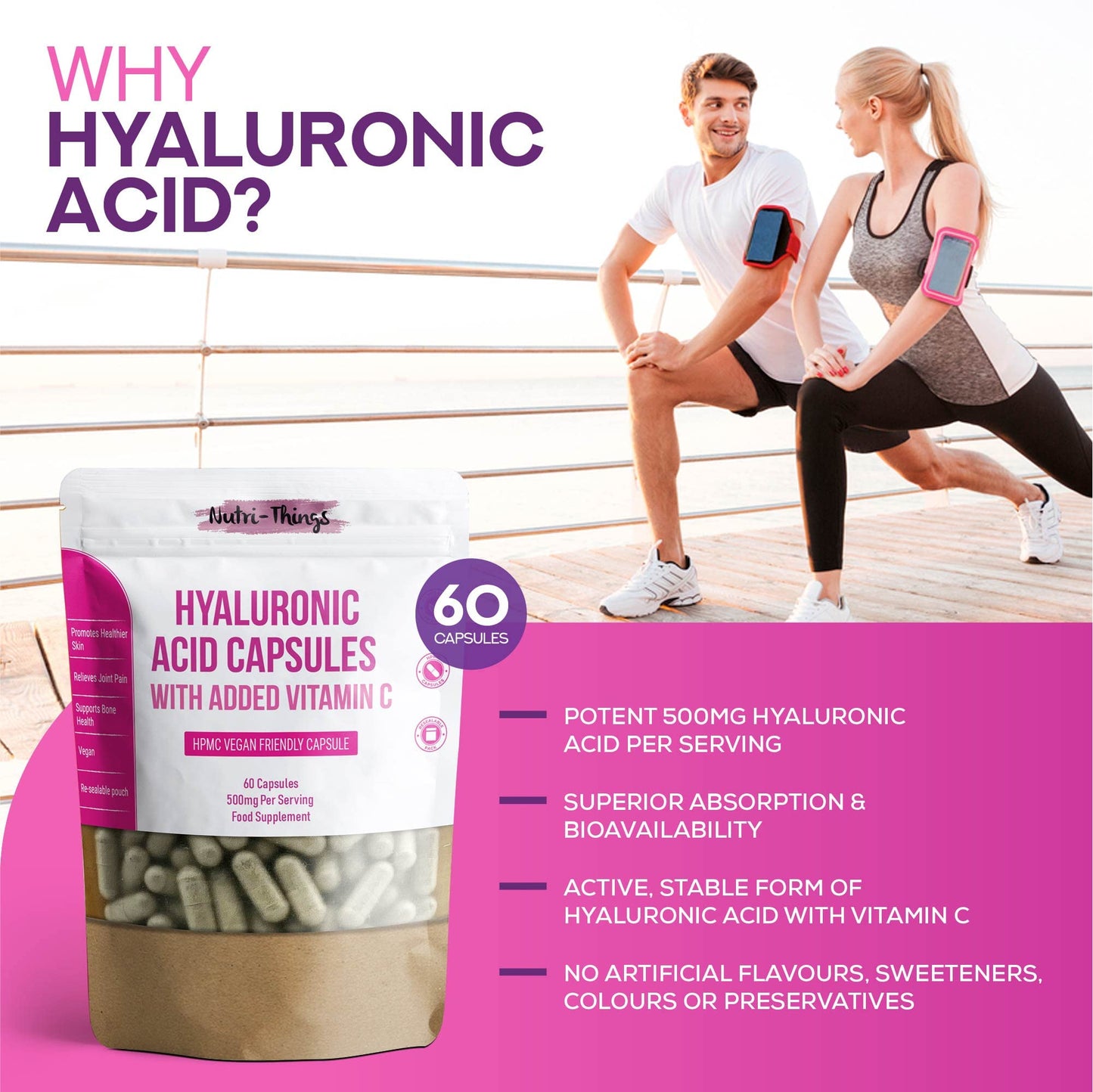 Hyaluronic Acid Capsules with Added Vitamin C | Hyaluronic Acid Tablets which Supplements a Healthy Lifestyle