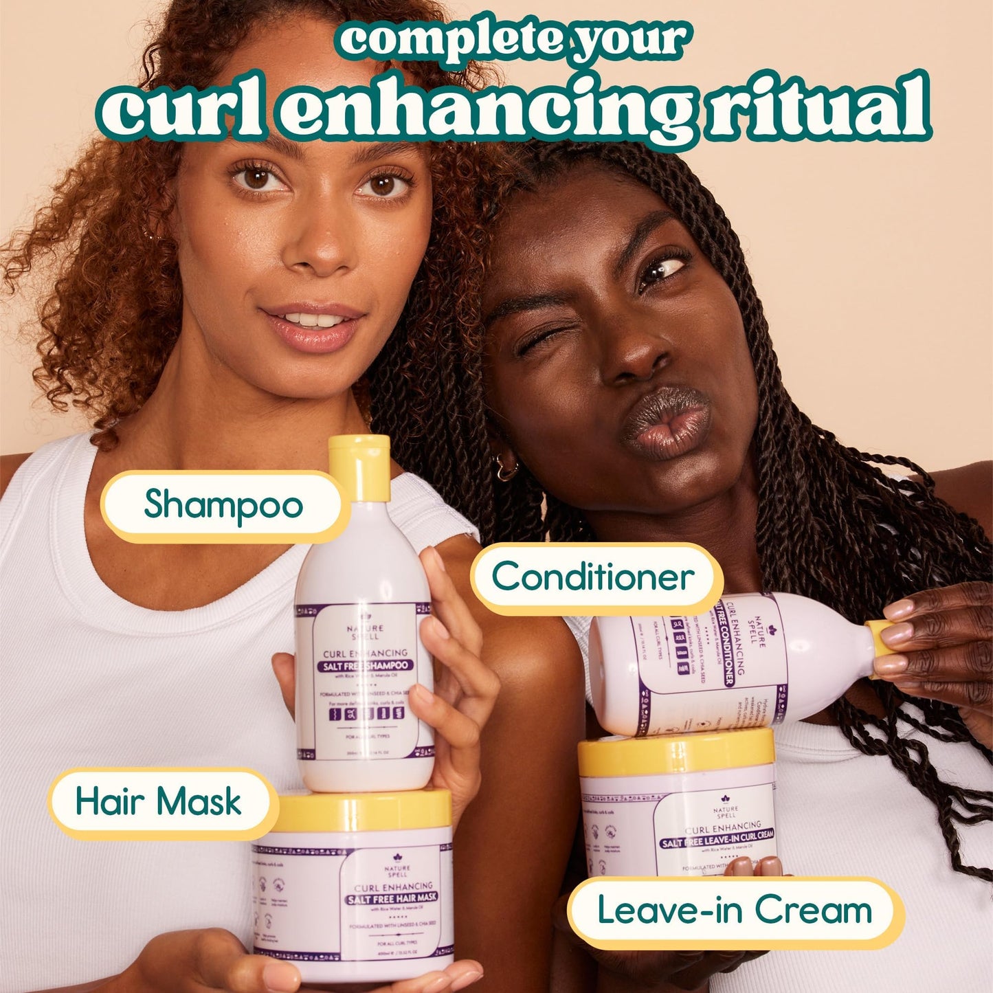 Nature Spell Curl Leave-In Cream, Salt Free Formula for Definition, 400 ml