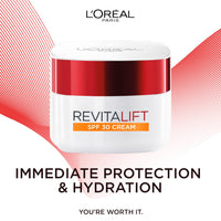L'Oreal Paris L’Oréal Paris Revitalift Hydrating SPF 30 Day Cream, Powerful Formula to Smooth appearance of Wrinkles, Firm & Moisturize Skin, Infused with Pro-Retinol & Elasti-Peptides, SPF30 Sun Protection, 50ml