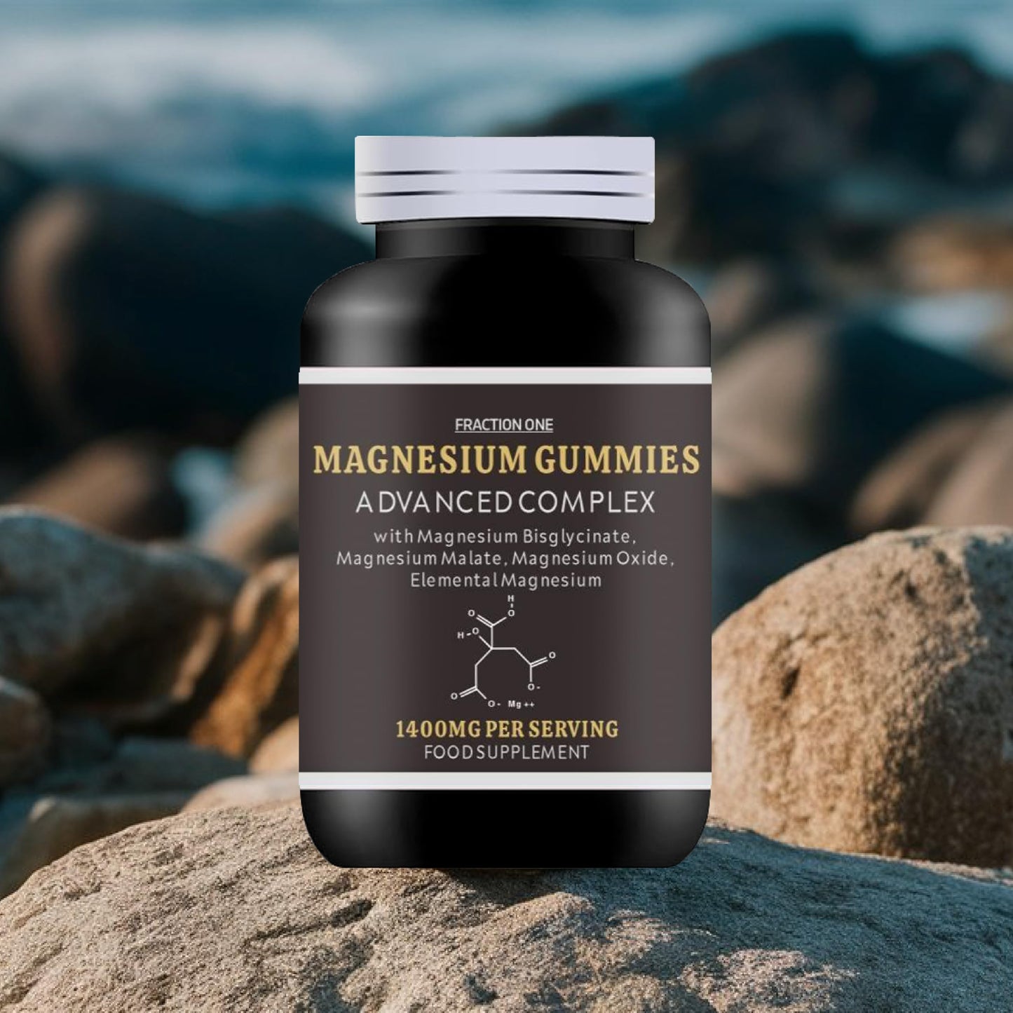 Fraction One Magnesium Gummies - 120 Gummies - 60 Servings - 2600MG PER Serving - Magnesium Citrate 1400mg - Magnesium Glycinate 250mg - Magnesium Malate 200mg - Magnesium Oxide 150mg - Elemental Mg 605.5 mg