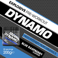 Protein Dynamix - Dynamo Pre Workout - High Intensity Performance - Blue Raspberry - 3000mg Citrulline + AAKG • 2500mg Beta Alanine • 2000mg Creatine • 250mg Caffeine • 200g