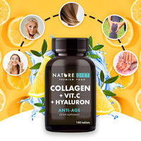 Nature Diet - Collagen with Hyaluronic Acid and Vitamin C, 180 Tablets, 500 mg , Anti Ageing , Hydrolyzed Collagen