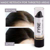 FYNE Root Touch Up Cover Stick - Instant Jet Black Grey Hair Cover Up - Magic Retouch Temporary Hair Colour for Men & Women