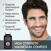 SuperSelf Magnesium Glycinate Supplement - 1500mg Magnesium Bisglycinate Capsules with Zinc & Vitamin B6-120 Tablets High Strength Complex - 300mg Chelated Supplement with Zinc - Advanced Absorption - UK Made