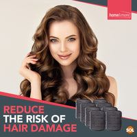 SOL 8PK Black Hair Rollers for Hair Volume | Self Holding Large Hair Rollers | Black Velcro Rollers for Hair | Hair Roller for Long Hair & Short Hair | Large Velcro Hairdressing Curler | Salon Hair Curler