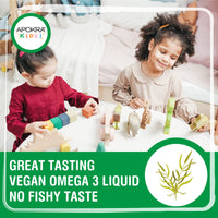 Omega 3 Vegan DHA Drops for Kids - 50mL - No Fishy Taste - Preservative Free and Sugar Free. Sustainable Algal Alternative to Fish Oil | APOKRA Kids