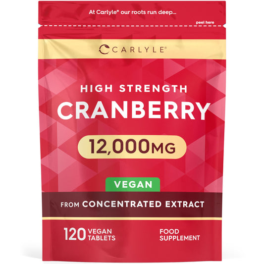 Cranberry Tablets 12,000mg | Supplements for Women | 120 Pills | Vegan | by Carlyle