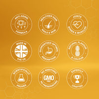 Health Edge Formulas Collagen Gummies - High Strength - for Skin, Hair, Nails, Bones, Muscles & Joints. Hydrolysed Collagen Peptides - Natural Pineapple Flavour, No Additives or Preservatives