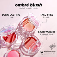 Lottie London Ombré Blush in Serene, Lightweight & High Pigmented Powder Blusher for a Healthy Flush of Natural, Buildable Color