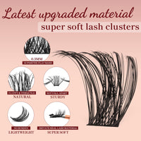 Higu clace Cluster Lashes 96pcs, Lash Clusters D Curl Mix8-18mm, Ultra Softy Eyelashes Fluffy, Super Thin Band Silky DIY Lash Extension Natural Look Reusable Use at Home (UltraSofty02, Mix10-18)