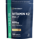 Horbäach Vitamin K2 MK7 High Strength 600mcg | 120 Tablets (Not Capsules) | Vitamin K2 Menaquinone MK-7 Supplement | Bioavailable Formula for Men & Women | Suitable for Vegans | By Horbaach