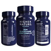 HIGHER NATURE Higher Nature - MSM Glucosamine Joint Complex - Vitamin C, Copper, Zinc & Botanical Complex Tablets for Women & Men - Vegetarian & Vegan - 90 Tablets