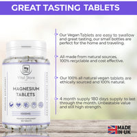 Generic Magnesium Tablets 180ct - 1000MG Providing 400MG Elemental Magnesium - Vegan 6 Month Supply 180 Magnesium Tablets - Magnesium Supplements