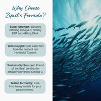 Zipvit Omega 3 Fish Oil 2000mg, EPA 660mg DHA 440mg per Daily Serving. 120 Capsules (2 Months Supply)