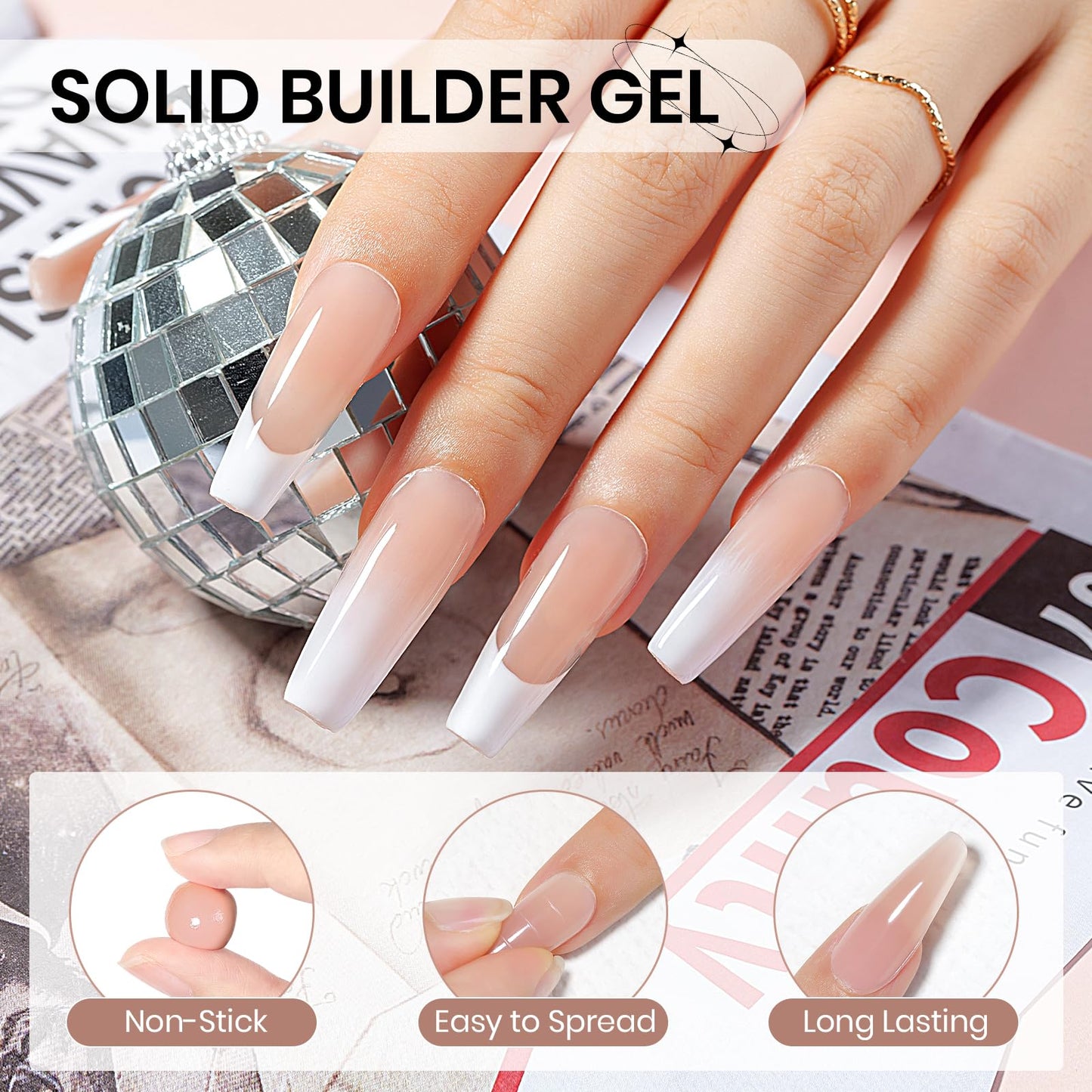 SUPWEE Solid Builder Gel Nail 14g Nude Non-sticky 3D Sculpture Gel for Carving Patterns Decoration Nail Strengthen Soak Off Nail Art Salon Hom