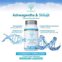 Ashwagandha & Shilajit - Award Winning Ashwagandha KSM-66 1000mg & Purified Shilajit Extract 200mg (60% Fulvic Acid) - No artificial fillers, binders or flow agents - Suitable for Vegans