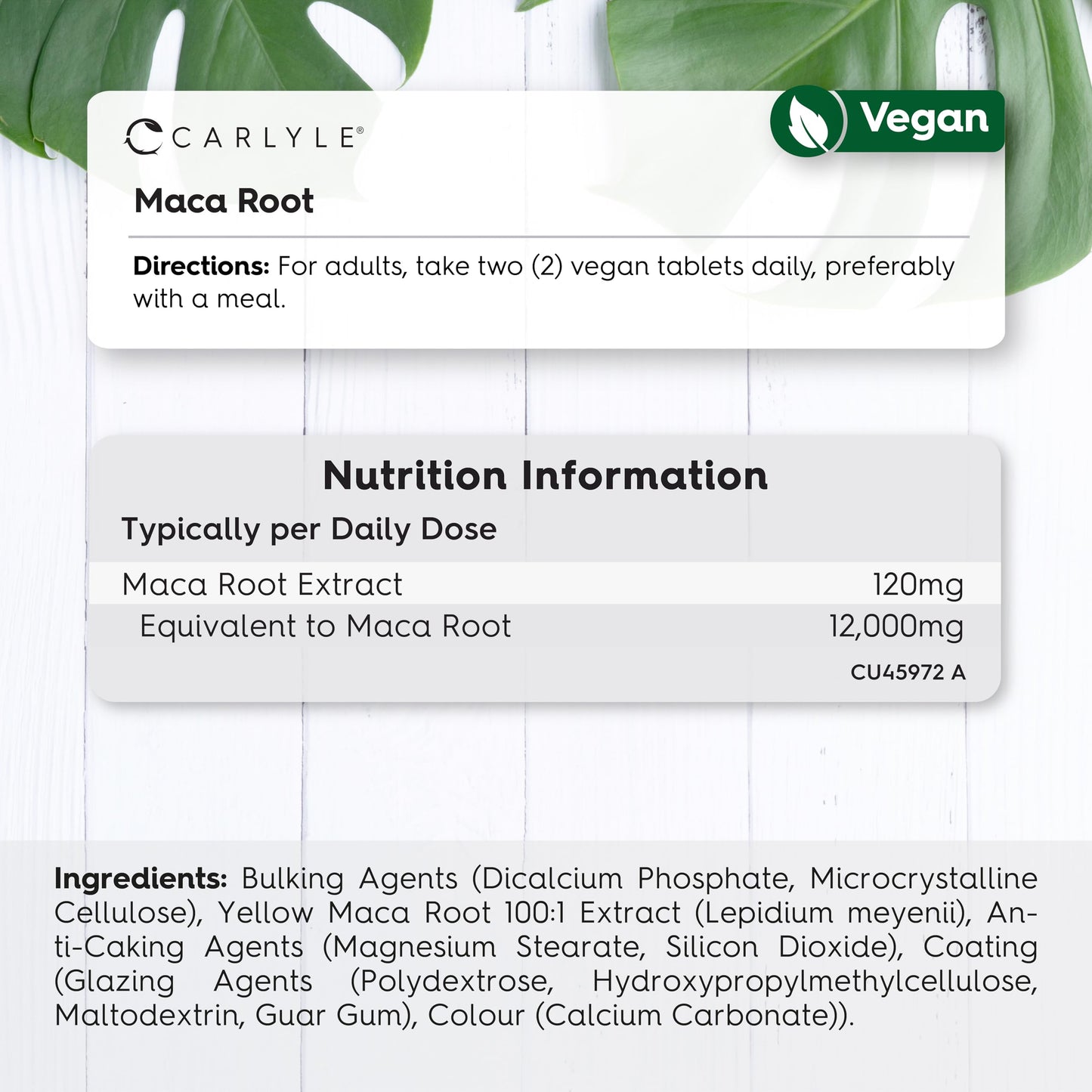 Maca Root Tablets 12,000mg | Naturally Sourced & High Strength Maca Root Extract | 180 Vegan Tablets | Supplement for Men & Women | by Carlyle