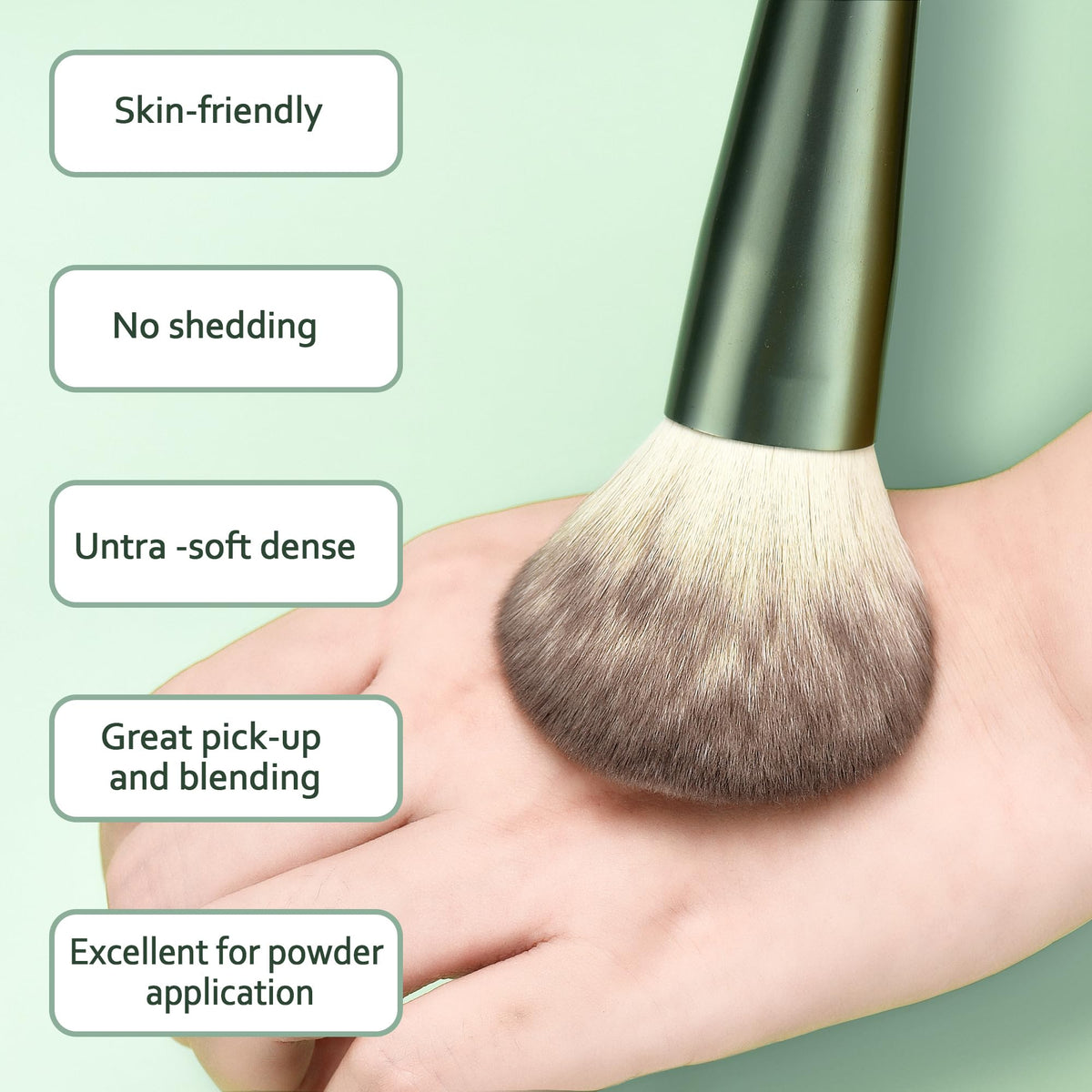 HEYMKGO Makeup Brushes 11pcs Premium Synthetic Bristles Green Color Kabuki Foundation Brush Face Lip Eye Makeup Brush Sets Professional with Gift Box