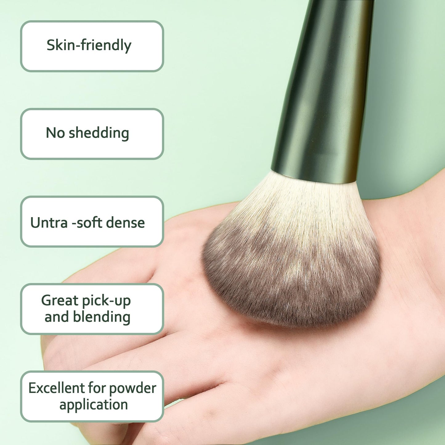 HEYMKGO Makeup Brushes 11pcs Premium Synthetic Bristles Green Color Kabuki Foundation Brush Face Lip Eye Makeup Brush Sets Professional with Gift Box