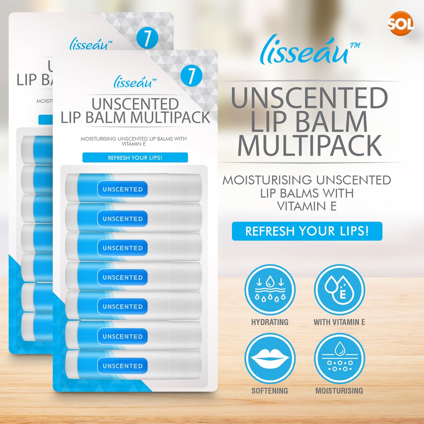 14pk Unscented Lip Balm Multipack | Lip Moisturiser & Hydrating Lip Balm Stick | Lip Care Lip Balms | Original Lipbalm | Natural Lip Repair for Dry Lips Balm With Vitamin E