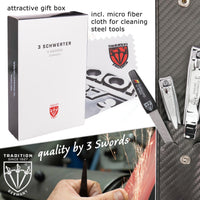 3 Swords Germany - manicure set with toe nail clipper, finger nail clipper, nail file and tweezers - brand quality since 1927
