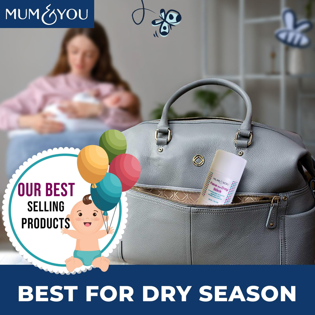 M&Y Mum & You Baby Face the Day Stick – 3 Natural Baby Moisturiser Sticks with Sunflower, Coconut Oil & Shea Butter, Soothes Eczema, Dribble Rash, Skin & Teething Protection – for Babies, Kids & Family