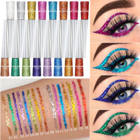 HAORQEE Glitter Eyeliner Silver Liquid Eyeliner Coloured Eye Liner Eye Glitter Makeup, Waterproof Sparkle Long-Lasting Silver Metallic Shimmer White Eyeshadow Coloured Eyeliner(Silver)