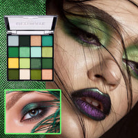 LYNTYAOU Green Eyeshadow Palette Make-Up Palettes, Matte Eye Shadow Pallets for Women, Gothic Cool Girl Matte Make Up, Shimmering Glitter Eyeshadows 16 Colour Waterproof Long Lasting Highly Pigmented