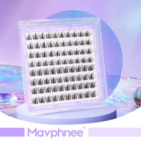 Natural Cluster Lashes Fluffy LC Curl Eyelash Extensions Wispy 96 Pcs Clear Band Lash Individuals Pack 12-14MM DIY at Home Lashes Pack by Mavphnee