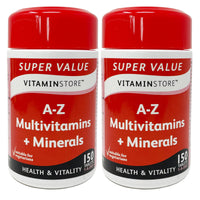 Vitamin Store A-Z Multivitamins & Minerals Food Supplement, 150 Tablets per Tub, Pack of 2 Tubs, 10 Months Supply