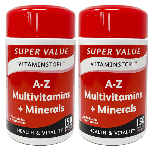 Vitamin Store A-Z Multivitamins & Minerals Food Supplement, 150 Tablets per Tub, Pack of 2 Tubs, 10 Months Supply
