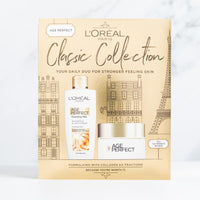 L’Oréal Paris Gift Set, Includes Cleansing Milk and Moisturiser, Age Perfect Collagen Anti-Ageing Routine For Smoothing and Retightening, Classic Collection