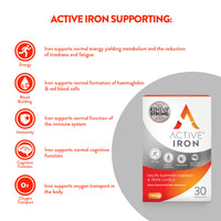 Active Iron Supplement | 30 Iron Capsules | Non- Constipating | Fights Tiredness & Fatigue | Clinically Proven to Increase Iron Levels