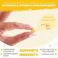 Only Nutrients | B Complex + Vitamin C | 180 Vegan Tablets (6 Months Supply) | All 8 B Vitamins B1-B2-B3-B5-B6-B12, Biotin, Folic Acid, Enhanced for Energy, Immune & Nervous System Support - UK Made