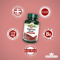 Natures Aid Magnesium Citrate 750 mg Capsules with Vitamin B6, Vegan, 60-Count, 146920